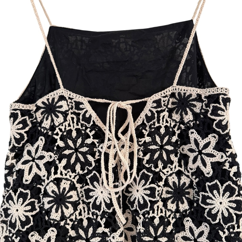 Zara Black and White Floral Lace Mini Dress - Picture 7 of 12